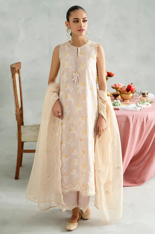 Cross Stitch Embroidered Jacquard Suits Unstitched 3 Piece CS23EL 04 Pastel Bow - Eid Collection Brand Mafia by Zonash