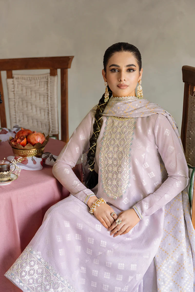 Cross Stitch Embroidered Jacquard Suits Unstitched 3 Piece CS23EL 05 Lilac Hint - Eid Collection Brand Mafia by Zonash