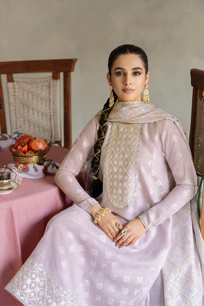 Cross Stitch Embroidered Jacquard Suits Unstitched 3 Piece CS23EL 05 Lilac Hint - Eid Collection Brand Mafia by Zonash