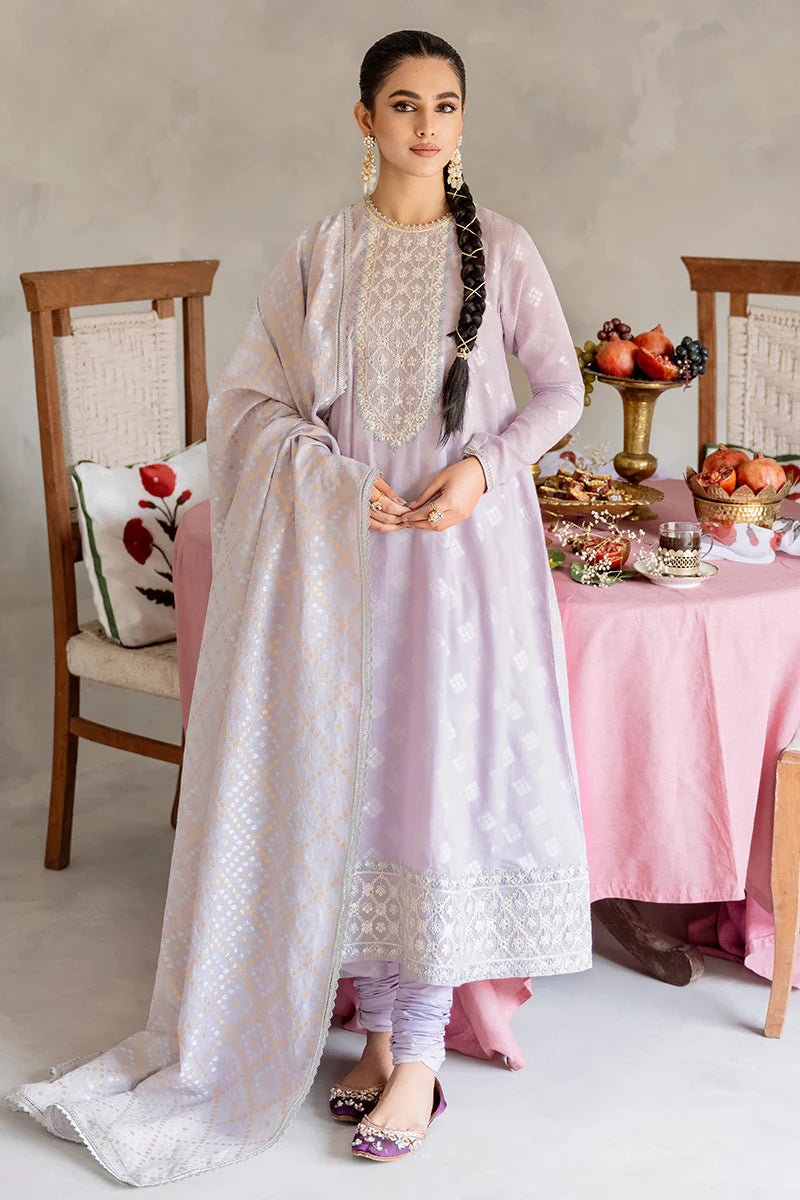 Cross Stitch Embroidered Jacquard Suits Unstitched 3 Piece CS23EL 05 Lilac Hint - Eid Collection Brand Mafia by Zonash
