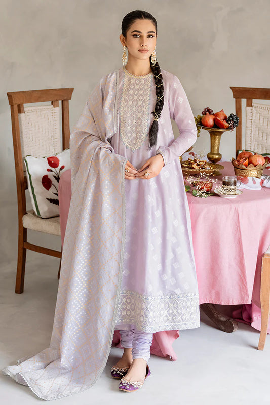 Cross Stitch Embroidered Jacquard Suits Unstitched 3 Piece CS23EL 05 Lilac Hint - Eid Collection Brand Mafia by Zonash