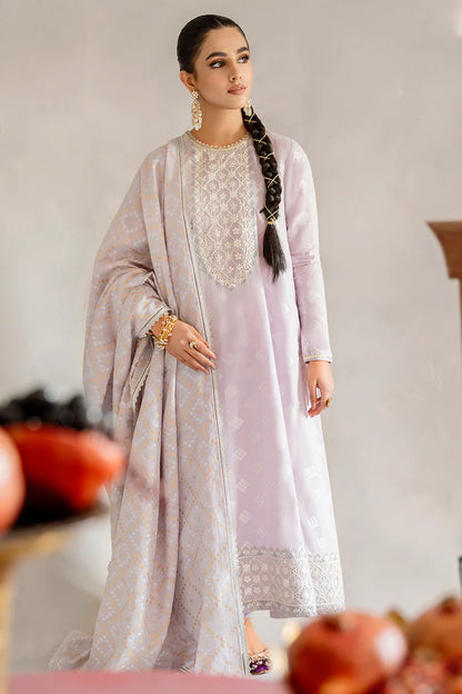 Cross Stitch Embroidered Jacquard Suits Unstitched 3 Piece CS23EL 05 Lilac Hint - Eid Collection Brand Mafia by Zonash