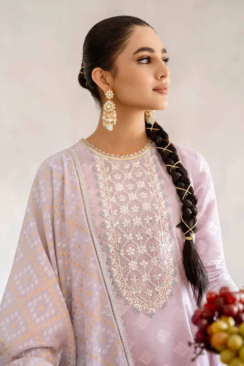 Cross Stitch Embroidered Jacquard Suits Unstitched 3 Piece CS23EL 05 Lilac Hint - Eid Collection Brand Mafia by Zonash