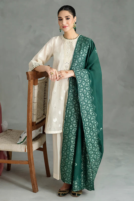 Cross Stitch Embroidered Jacquard Suits Unstitched 3 Piece CS23EL 06 Moon Beam - Eid Collection Brand Mafia by Zonash