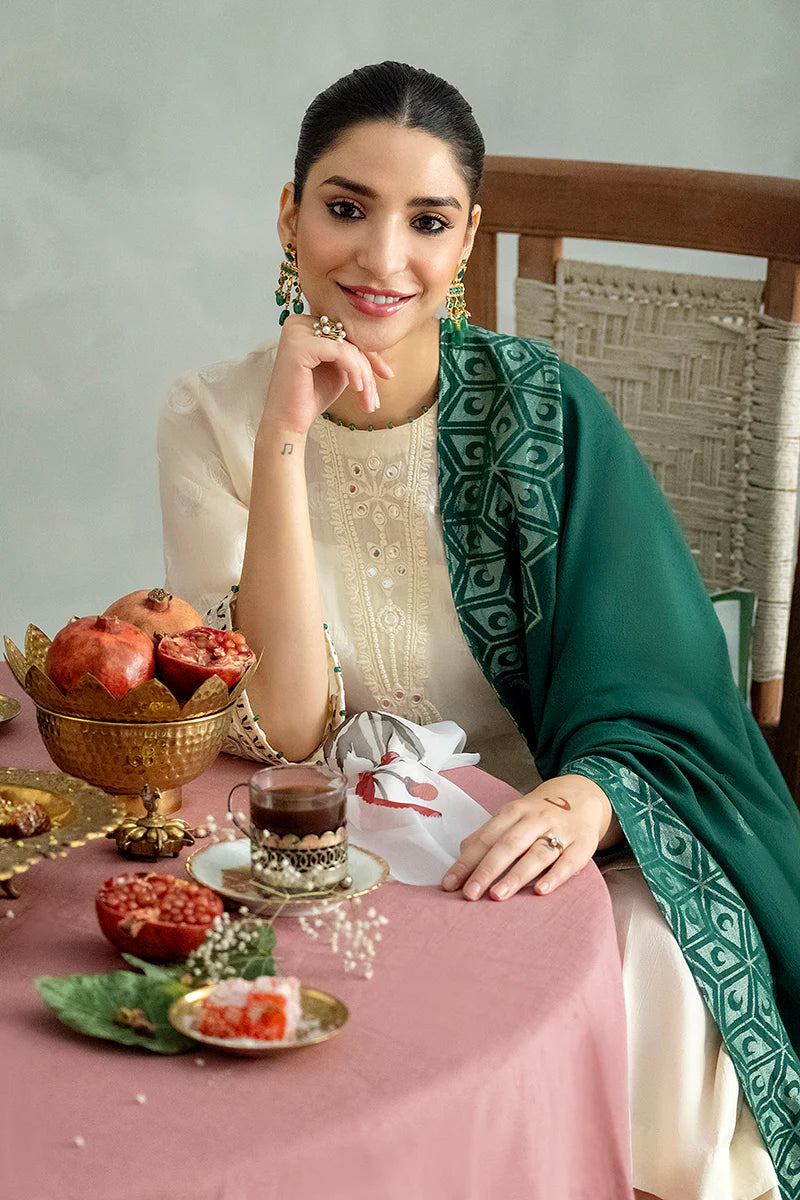 Cross Stitch Embroidered Jacquard Suits Unstitched 3 Piece CS23EL 06 Moon Beam - Eid Collection Brand Mafia by Zonash