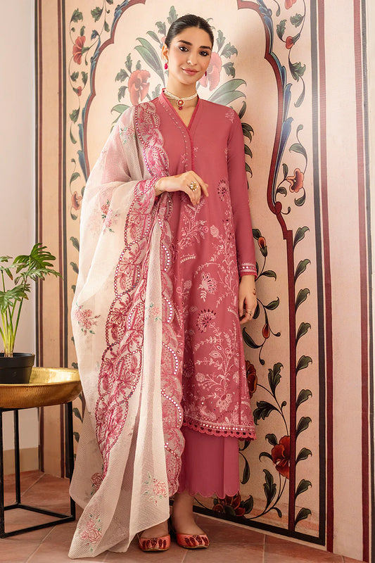 Cross Stitch Embroidered Lawn Suits Unstitched 3 Piece CS23EL 08 Arnit Blush - Eid Collection Brand Mafia by Zonash