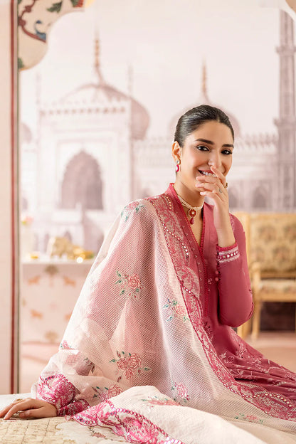 Cross Stitch Embroidered Lawn Suits Unstitched 3 Piece CS23EL 08 Arnit Blush - Eid Collection Brand Mafia by Zonash