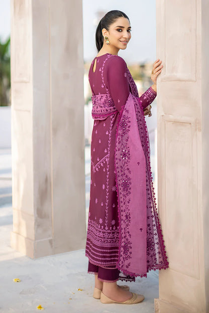 Cross Stitch Embroidered Lawn Suits Unstitched 3 Piece CS23EL 10 Bristol Mauve - Eid Collection Brand Mafia by Zonash