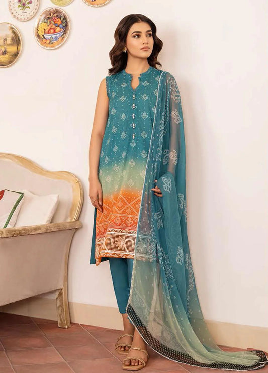 Cross Stitch Embroidered Lawn Suits Unstitched 3 Piece CS23EL 19 Dion Lake - Eid Collection Brand Mafia by Zonash