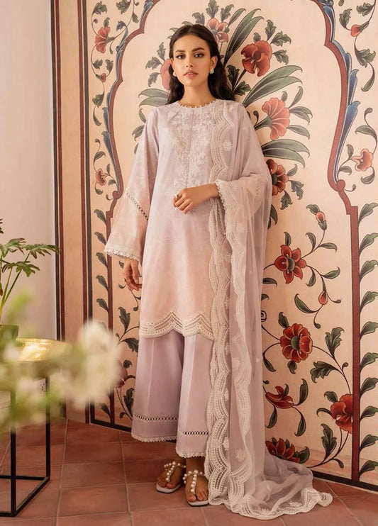 Cross Stitch Embroidered Lawn Suits Unstitched 3 Piece CS23EL 21 Orchid Plush - Eid Collection Brand Mafia by Zonash