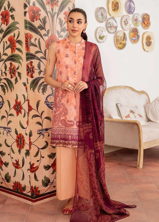Cross Stitch Embroidered Lawn Suits Unstitched 3 Piece CS23EL 24 Vibrant Fleck - Eid Collection Brand Mafia by Zonash