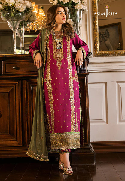 Maahru & Noorie by Asim Jofa Unstitched 3 Piece Embroidered Cotton Silk Suit AJSM-01 - Festive Collection Brand Mafia by Zonash